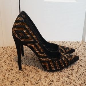 Womens black and gold shoes